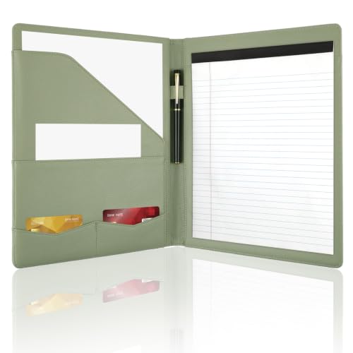 Image of Professional Padfolio Portfolio Binder, Faux Leather, Sage Green