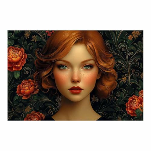Affiche pivoine orange et femme bouclée pour créer un coin lecture cosy et vintage au salon