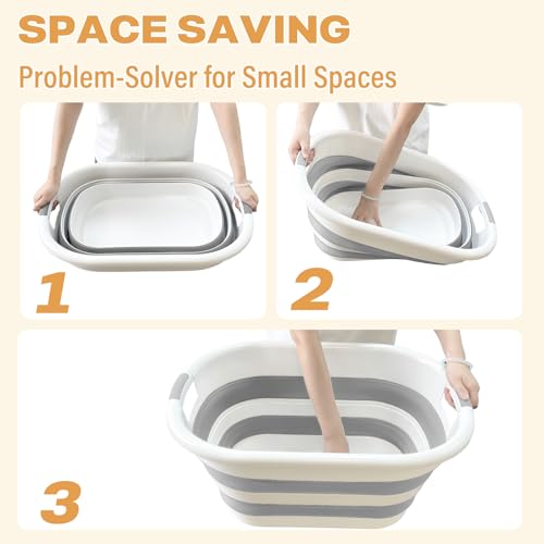 Image of 43L(11.5Gallon) Collapsible Laundry Baskets Plastic, Pop Up Laundry hamper /Storage Container, Foldable Laundry Basket with Large Capacity,Sturdy,Space Saver (Grey, 2 Packs)