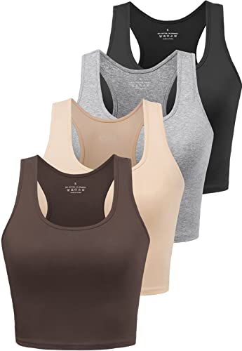 Image of Joviren Crop Tank Tops for Women Workout Cropped Athletic Shirts