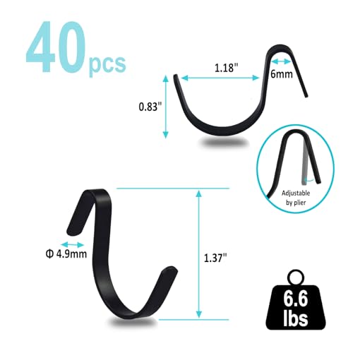 G.Core Black Pegboard J Hooks Accessories - 40Pcs Metal Peg Board Hooks For Hanging thumb #4