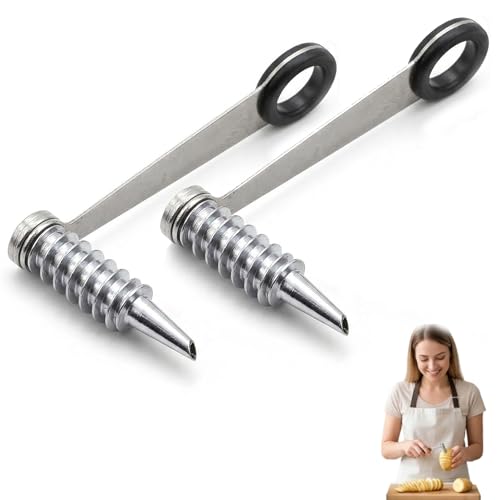 Espiralizador de Verduras, 2 Piezas Cortador de Patatas en Espiral Manual de Acero Inoxidable, Ideal para Calabacines, Zanahorias, Pepinos, Manzanas y Más Frutas y Verduras