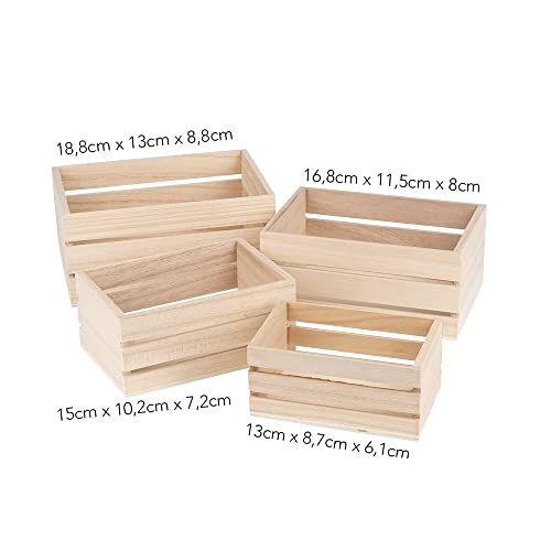 Ideen mit Herz Kisten klein, Holz, rechteckig, verschiedene Größen, 4 Stück