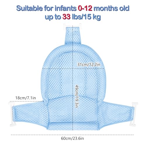 Image of Colorlife Baby Bath Seat Support Net Infant Bathing Seat Support Mat, Adjustable Comfortable Non-Slip Three-Pointed Baby Shower Net Bathtub Sit Up Mesh for Newborn 0-12 Months-Light Blue(No Bathtub)