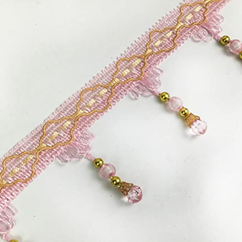 12 Yards Curtain Trim Hanging Crystal Beads Tassel Fringe Lampshades Decorative Braid Trim Home Decor Sewing Crafts #TOP4