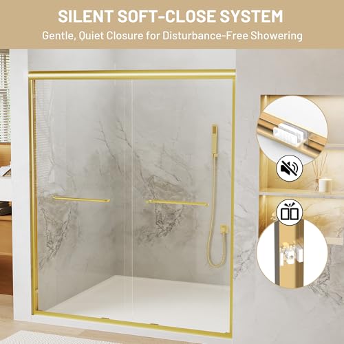 Image of Findepot 50-54 inch W x 70 inch H Sliding Shower Door, 6 Anti-Collision Buffers