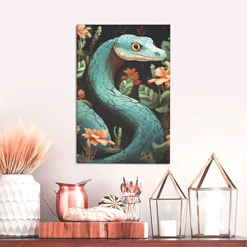 Toile serpent et fleur impression HD - Tableau suspendu de qualité supérieure