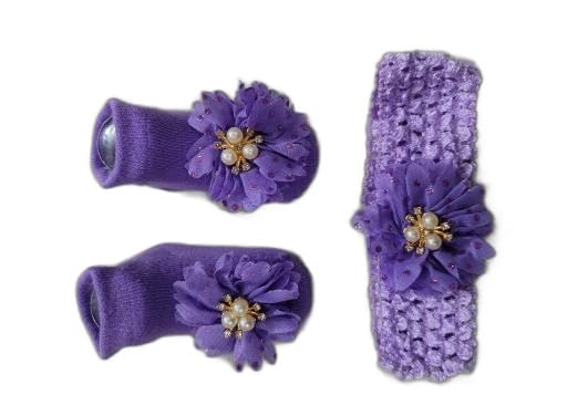 Soft Cotton Booties & Matching Hairband Set for Baby Girls (0?12 Months)|PRA-P308-6-9 Months-image-39