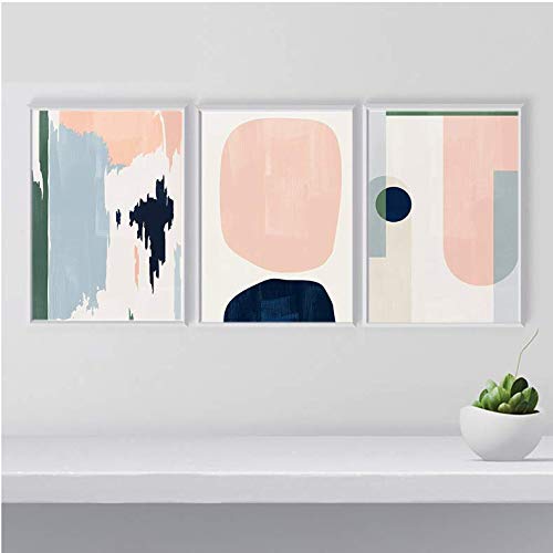 Toile affiche peinture abstraite minimaliste rose géométrique décoration murale 50x70