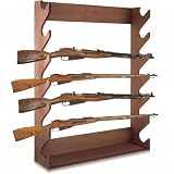 DoubleFill 7 Slot Wood Gun Rack for Wall, Walnut Color, 31 x 24 x 6 in