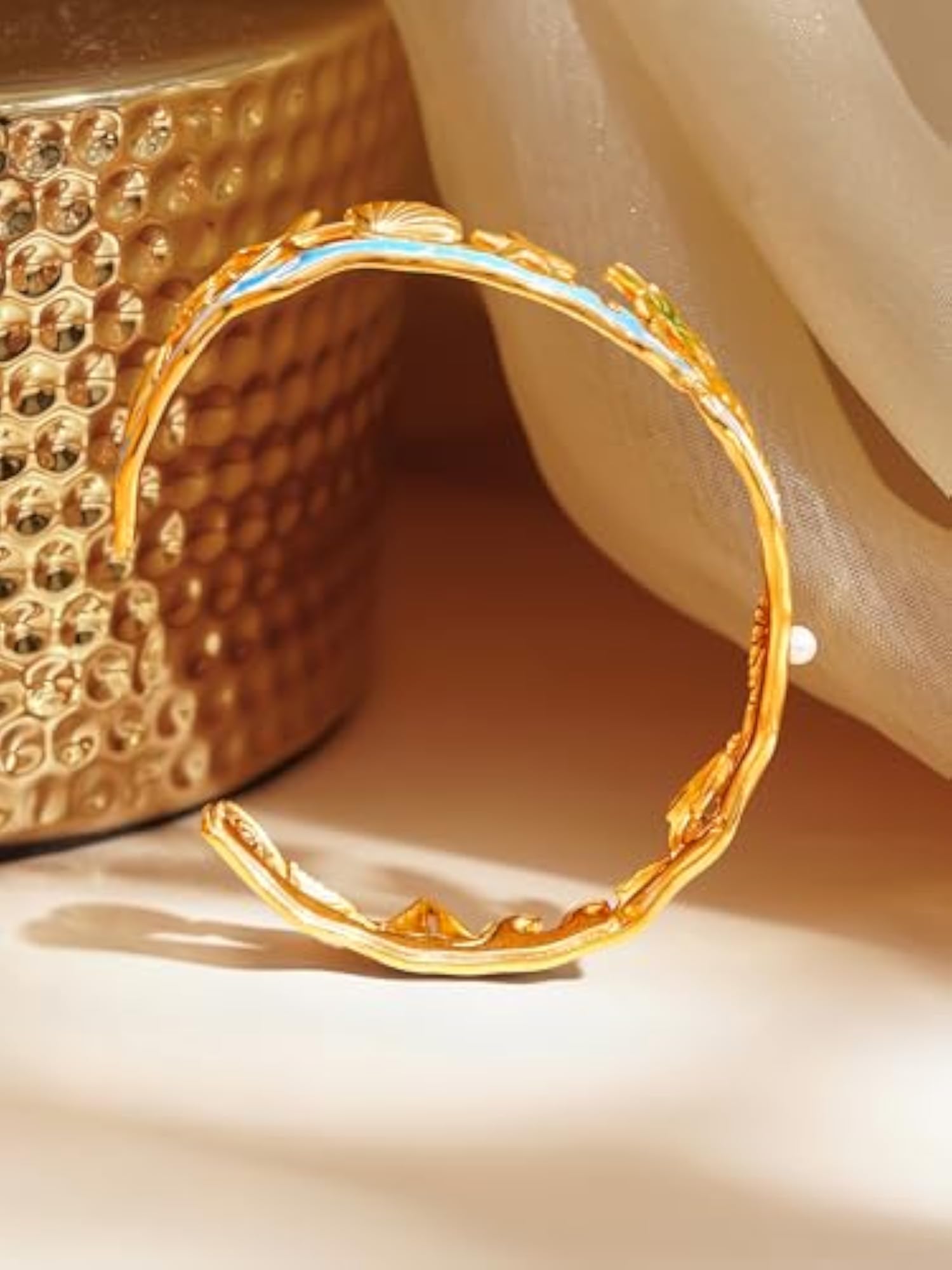 Women's 18K Gold Plated Openable Beach Bracelet, Waterproof