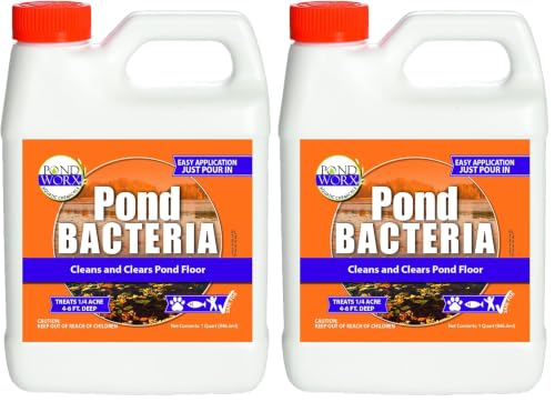 Image of Pond Worx Pond Bacteria - Concentrated & Formulated for Large Ponds, Water Features - Safe for Koi - 32 Ounces & Treats up to a Quarter Acre Pond (Pack of 2)