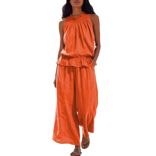 Ensemble d'été 2 pièces pour femme avec dos nu chic et volants élégants