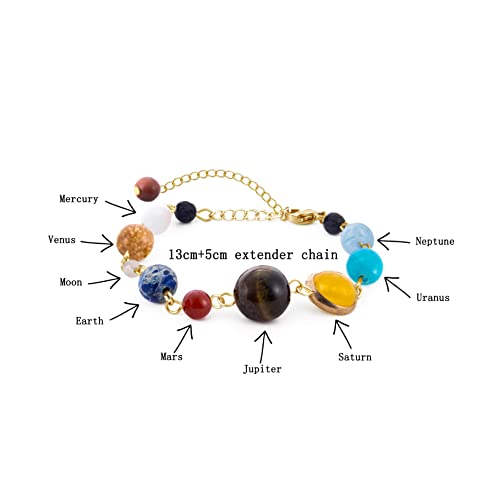 COLORFUL BLING Natural Stone Beads Solar System Bracelet Universe Galaxy The Eight Planets Guardian Star Bracelet Jewelry Healing Yoga Chakra Gifts for Women2