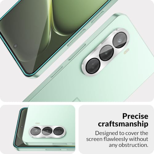 Image of ArmourPro Edge to Edge Tempered Glass for OnePlus Nord CE 6 Lite with Silver Camera Ring Guard, 9H Screen Protector, Anti-Scratch, Anti-Fingerprint, Bubble-Free Installation Kit