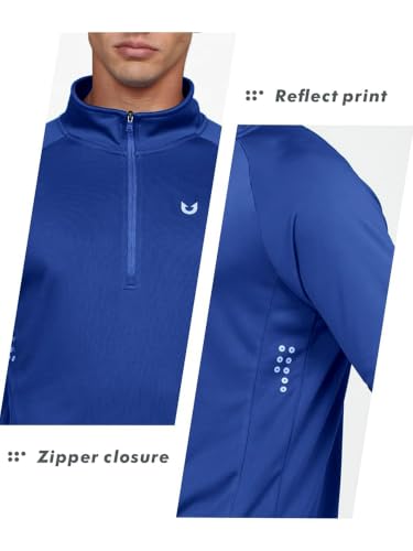 Image of NORTHYARD Men's Quarter Zip Pullover Athletic Running Shirt Long Sleeve | 1 /4 Zip Top, Quick Dry Lightweight, Moisture Wicking Breathable, Reflective Strips, Performance Workout Gym, Hiking Sports