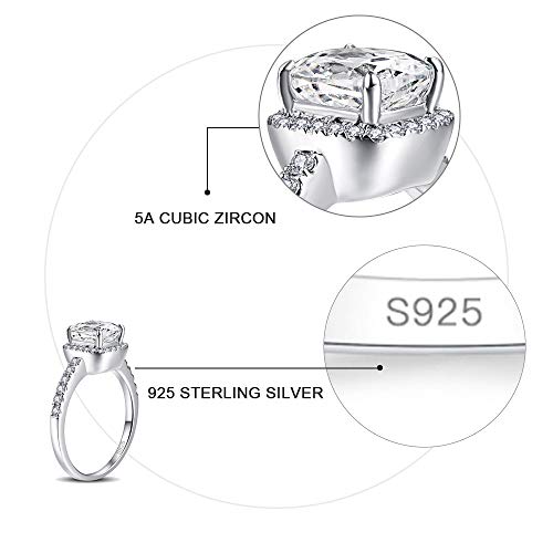 2.3 Ct Cushion Cut Wedding Rings Cubic Zirconia Engagement Rings 925 Sterling Silver Halo Engagement Rings for Women Size 5-94
