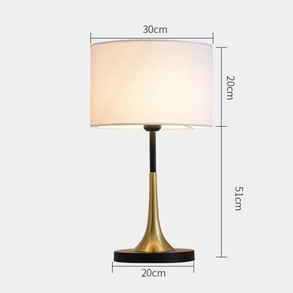 Lampada da tavolo europea, lampada da comodino dimmerabile for | Stile europeo, paralume in tessuto, dimmerabile, controllo tramite pulsanti, arredamento della(White)