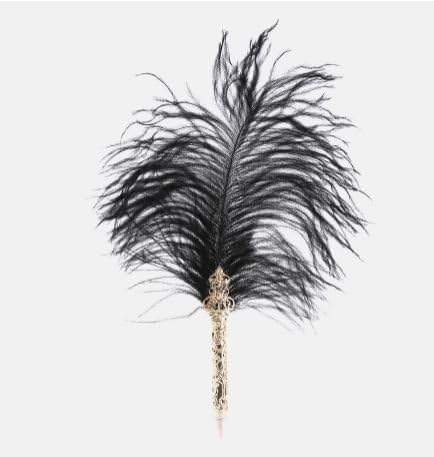 AWEHIRU Luxury Ostrich Feather 0.5mm Black Pen 1P 30cm (Black)