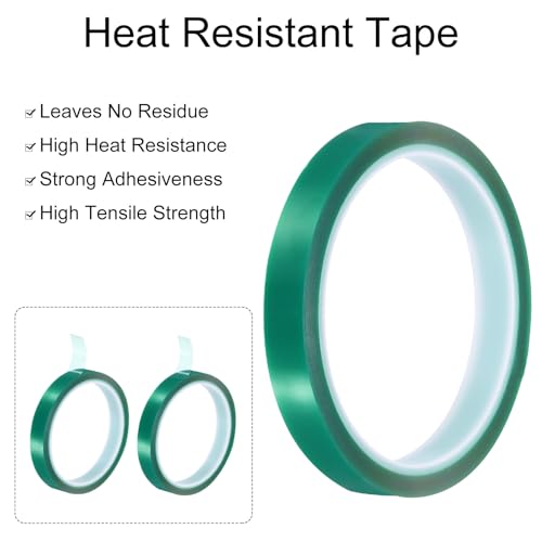 Image of uxcell Green Heat Tape, 4 Rolls 18mmx33m 108ft High Temperature Heat Resistant Tape for Sublimation,Heat Vinyl Press,Heat Transfer, Circuit Board, No Residue