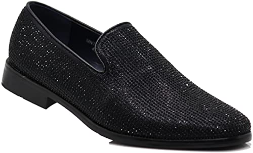 Image of SPK24 Men Vintage Spikes Sparkle Formal Tuxedo Stage Fashion Slip On Loafer Dress Shoes