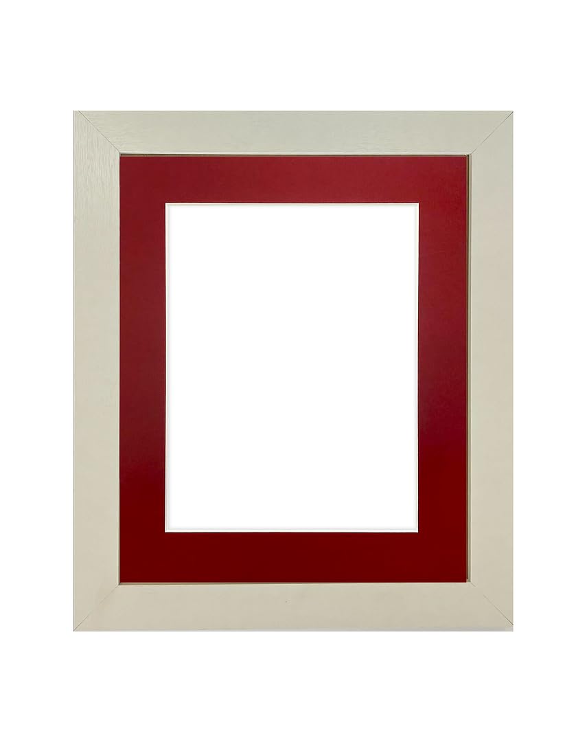 FRAMES BY POST Studio Natural White Ash Picture Photo Frame with Red Mount A3 for Image Size A4