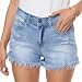 YOCUR Womens Denim Shorts Button Ripped Hem Curvy Distressed Stretchy Summer Running Hot Pants College Jeans Shorts Light Blue L