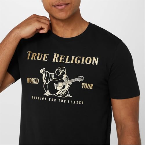 True Religion mens Short Sleeve Metallic Buddha Tee4