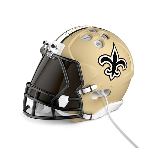 Image of NFL Echo Dot Bundle: Includes Echo Dot | Glacier White and Limited-Edition NFL Helmet Stand | New Orleans Saints