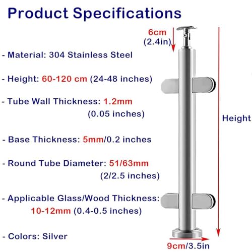 Poteau inox d'angle pour garde-corps en verre résistant