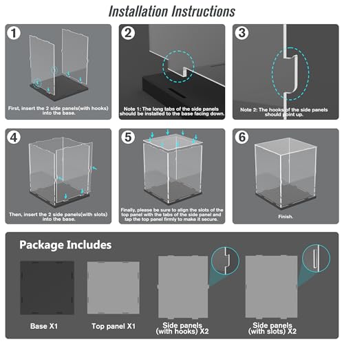 Image of Choowin Acrylic Display Case for Lego Star Wars Helmet Mandalorian Darth Vader Helmet for Lego R2D2 Thickened Clear Acrylic Display Cases for Collectibles Assemble Dustproof Display Box(Black Base)
