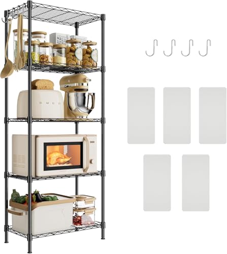 La mejor selección de Microondas multifuncionales los 5 más buscados. 49 YAYUSI Estante de Almacenamiento de Metal de 5 Niveles,Estante Organizador,Estantería Multifuncional con4 S-Ganchos,5 Separadores PP, Cocina, Despensa, Oficina,...