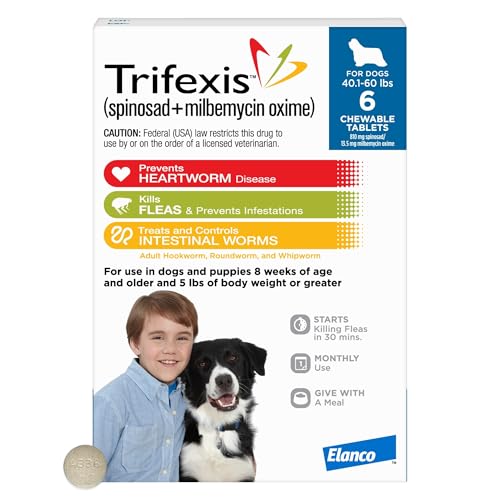 Trifexis Heartworm Prevention | Treats & Controls Flea Infestations + 4 Other Worms | Dogs 40.1-60 lbs.|1 Chewable