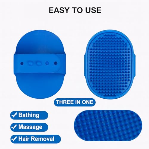 Image of 3-in-1 Pet Grooming Set for Dogs & Cats | Silicone Glove Comb + Steam Massage Brush + Soft Bristle Bath Brush | Shedding, Detangling, Bathing & Massage | Safe, Gentle & Easy Grooming Tools