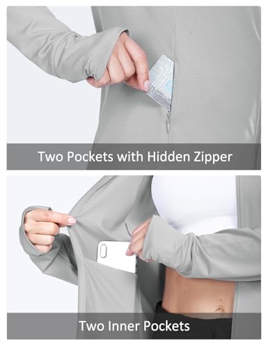 baleaf Women's Long Sleeve Running Shirts UPF 50+ Sun Protection Full Zip Athletic Jackets Lightweight Zipper Pockets2