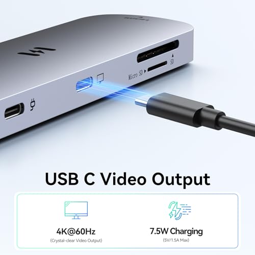 Image of USB-C Hub HDMI Adapter for MacBook Pro /Air, 8-in-1 USB-C Video Hub with HDMI 4K@60Hz, SD /TF, USB-C Data Port, 100W PD, USB 3.0, USB-C Dongle Compatible with Dell XPS /Lenovo Thinkpad /HP /Surface /Yoga