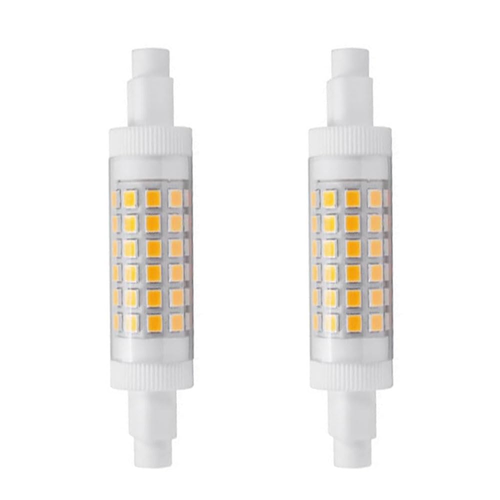 WULUN R7S 78mm 7W Linear LED Bulbs, 3000k Warm White, Ceramic Body,70 watts Equivalent, AC/DC 220-240V,700 Lumens，Non-dimmable，2pcs