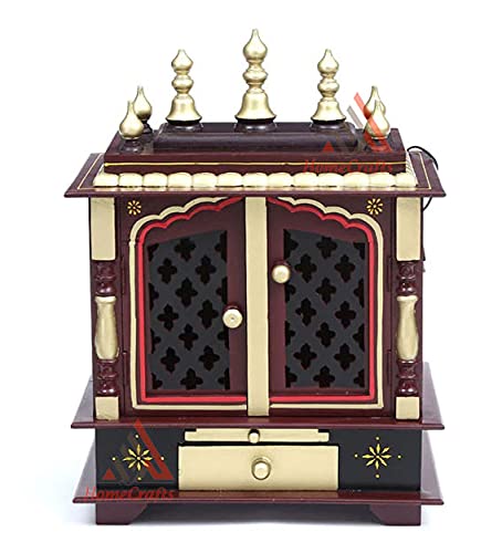Temple en MDF et bois de manguier Devyom taille M marron pour rituel maison