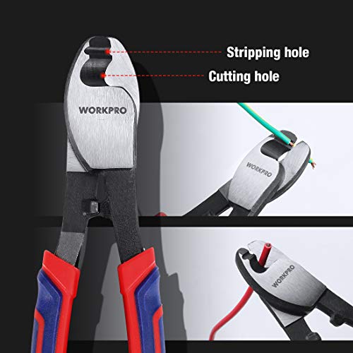 WORKPRO 210 mm kabeldraadsnijders, koolstofstalen materiaaltangen, hoge hardheid draadkabelsnijgereedschappen met antislip handvat, ideaal voor koperdraad kabelsnijden en strippen, doe-het-zelf - Afbeelding 4