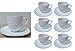 Set di 6 tazze da caffè con piattino e ceramica bianca in porcellana di lusso con bordo dorato in smalto lucido - set moderno di caffè - Set caffè tazze per espresso, caffè da solo, tagliato