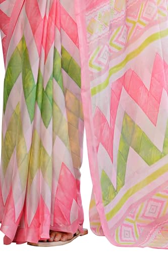 Image of MIRCHI FASHION Women Saree | Chiffon Chevron Zig Zag Printed Office Wear Sari with Blouse