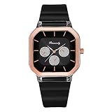 Orologio analogico da donna, in silicone, tre alla moda, al quarzo, Jelly Eye, con contapassi, per donne e sport, Nero , misura unica