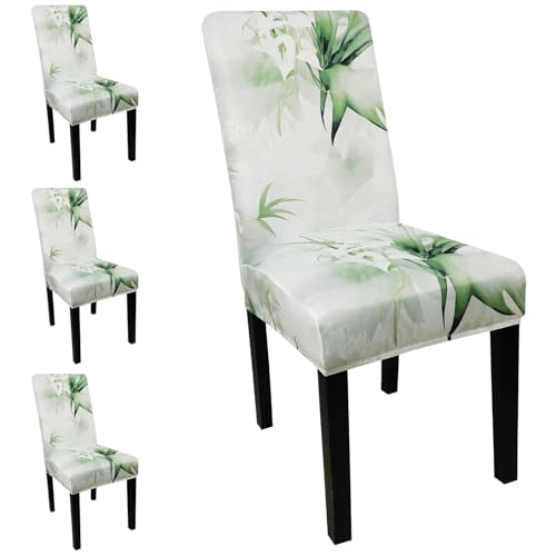 Keyroal Dining Room Chair Covers Set of 4, Stretch Pattern Parsons Chair Slipcovers Spandex Removable Washable Kitchen Chair Protector Cover for Dining Room, Hotel, Ceremony