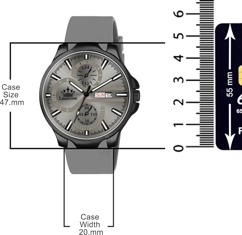 Image of LIMESTONE Men's Analog Quartz Watch with Day & Date Display, Leather /Silicone Strap - Casual & Formal Wrist Watch for Men