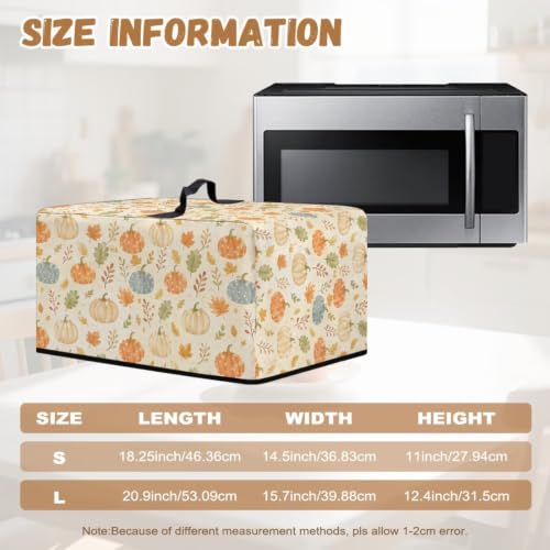 Image of Microwave Oven Cover, Dustproof Air Fryer Toaster Protector Electrical Appliance Cover for Kitchen Fall Decor, L, 20.9 x 15.7 x 12.4 Inches, Pumpkin Leaf Beige