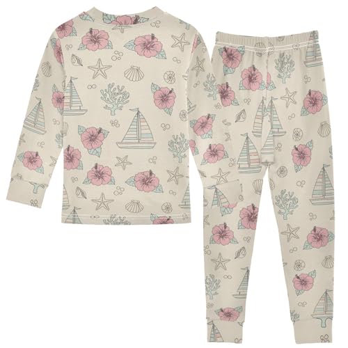 Pajama Sets Long Sleeve Marine Life Pattern Prints Soft Comfy Sleepwear 2 Piece PJS 3-8T3