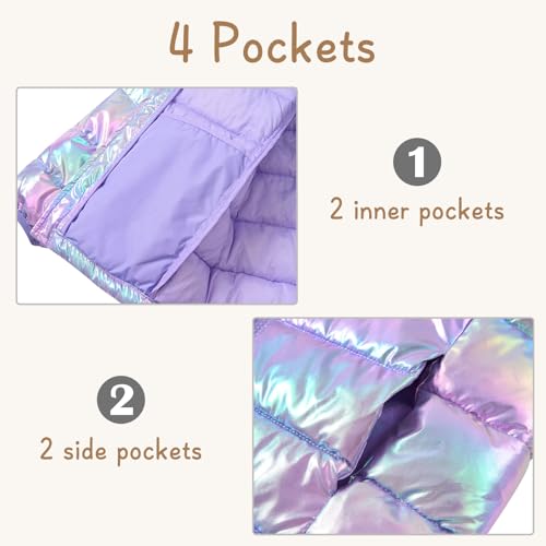 Image of Lovekider Hooded Puffer Jacket for Girls 4-12T Down-Alternative Winter Coat Shiny Outerwear for Kids