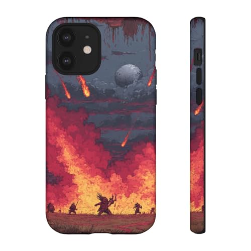 Coque iPhone 12 rigide mate rouge pluie de météores premium