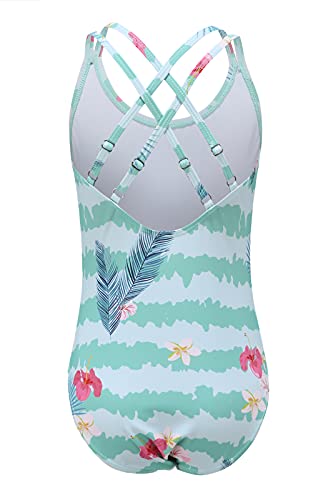 Image of Moon Tree Girls One Piece Swimsuits, Adjustable Double Straps Bathing Suits for Kids Girls Hawaiian Swimwear 3-16 Years