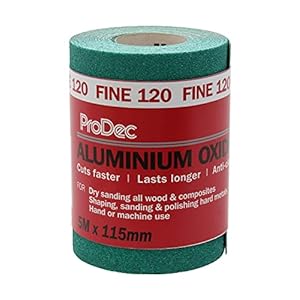ProDec 5m Roll 120 Grit Fine Grade Green Aluminium Oxide Abrasive Sanding Paper for Sanding Wood, Paint, Plaster, Filler…